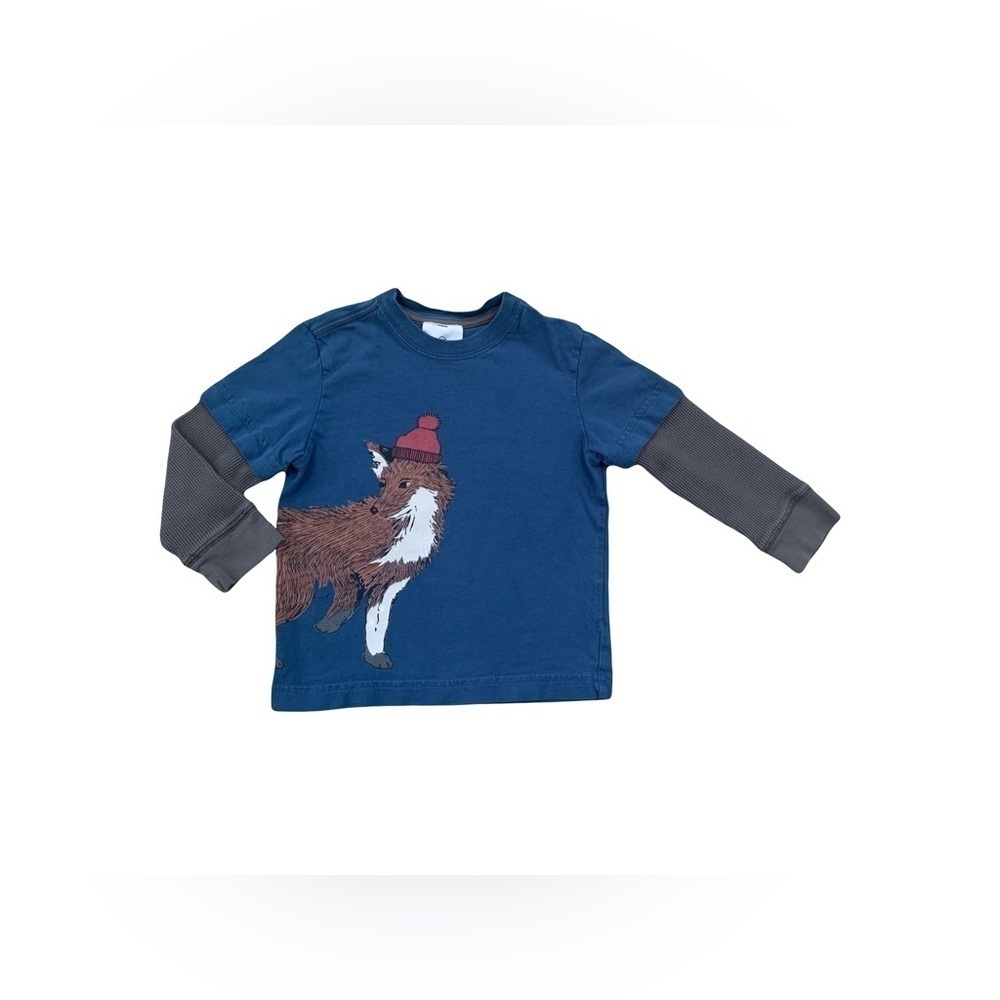 Hanna Andersson Size 100, 4, Fox Print Layered Long Sleeve Tee